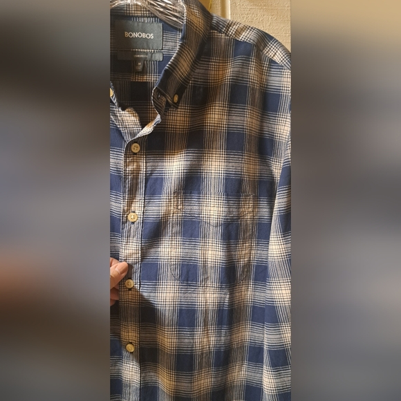 Mens Bonobos Shirt M Standard Fit  Button Down Plaid Blue Lightweight Cotton - Picture 4 of 7